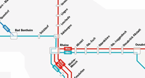 Section of the route network and line map of Bentheimer Eisenbahn AG